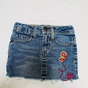 GIRLS DENIM JEAN SKIRT SIZE 3 FRED SEGAL EMBROIDERY EUC
